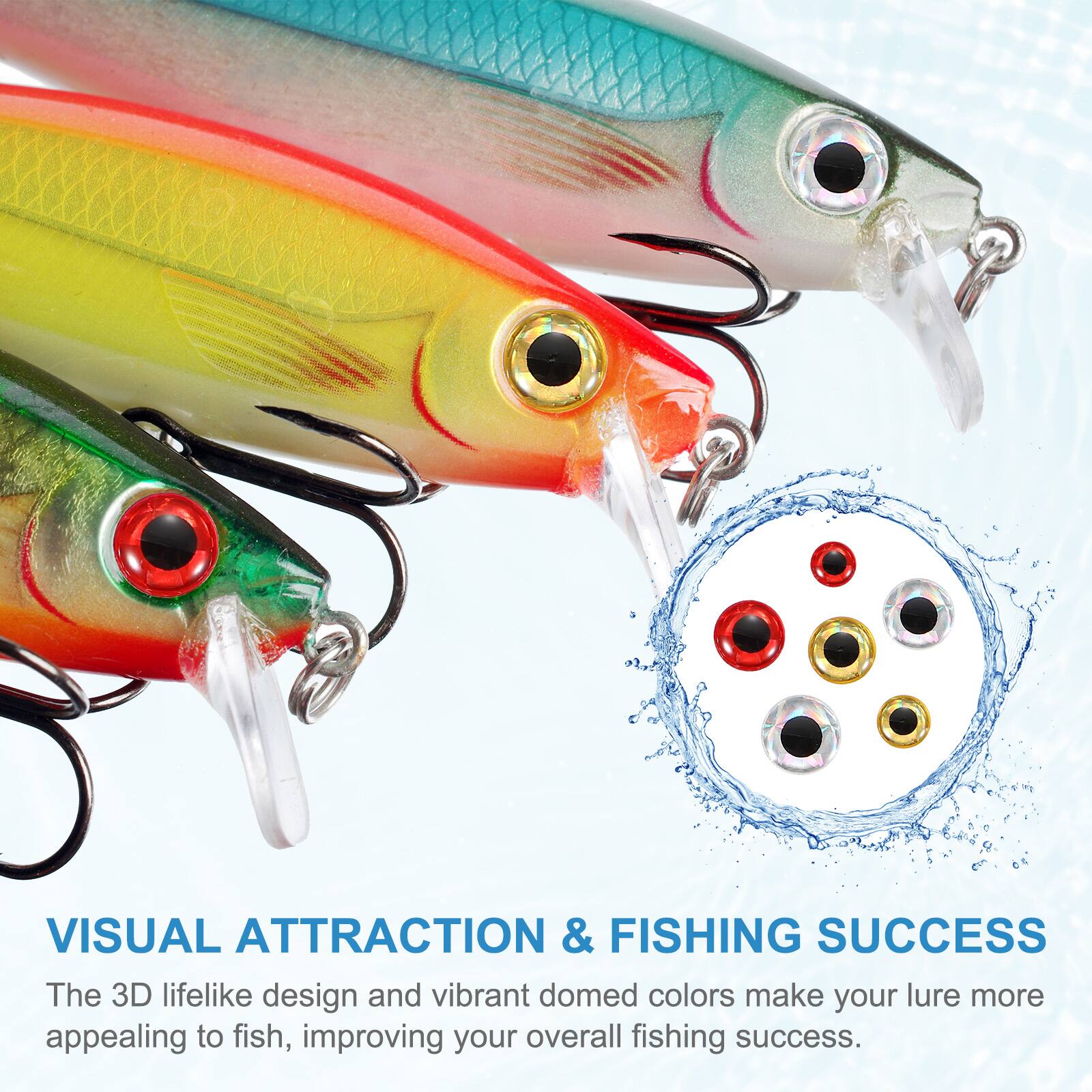 VISUAL ATTRACTION & FISHING SUCCESS

The 3D lifelike design and vibrant domed colors make your lure more appealing to fish, improving your overall fishing success.