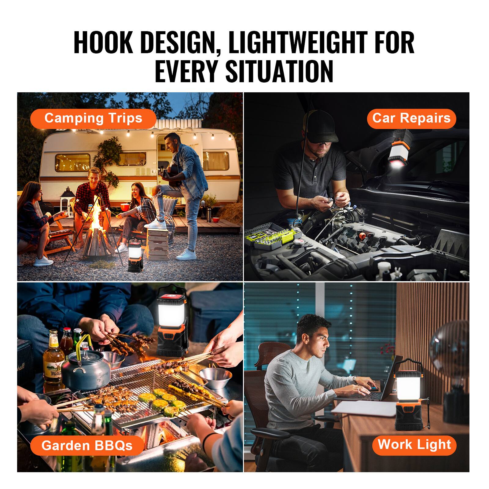 HOOK DESIGN, LIGHTWEIGHT FOR EVERY SITUATION

Camping Trips

Car Repairs

Garden BBQs

Work Light
