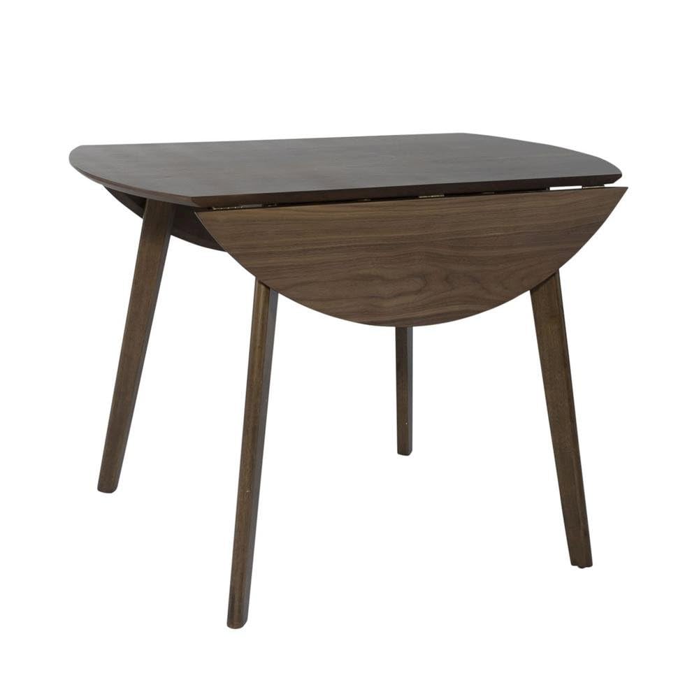Left. Starlight Canyon Home - Round Dining Table with Drop Leaves – Small Round Kitchen Table in Brown - Brown.