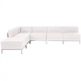 Flash Furniture - HERCULES Imagination 6-Piece Reception Guest Chair Sectional with Ganging Clips, Model ZB-IMAG-SECT-SET10-WH - White