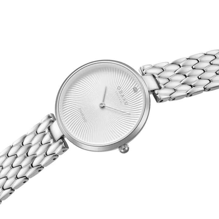 Angle. Obaku - Obaku Diamant Steel Women's Stainless Steel Analog Watch with White Dial and Diamond Marker, Link Bracelet, Quartz Movem - Steel.