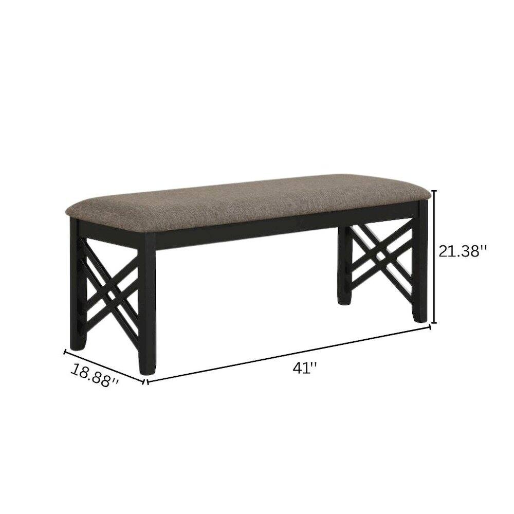FurniFact - Black Solid Wood Upholstered Bench For Dining Room With Rustic Finish - Brown price history on PriceWatchPro