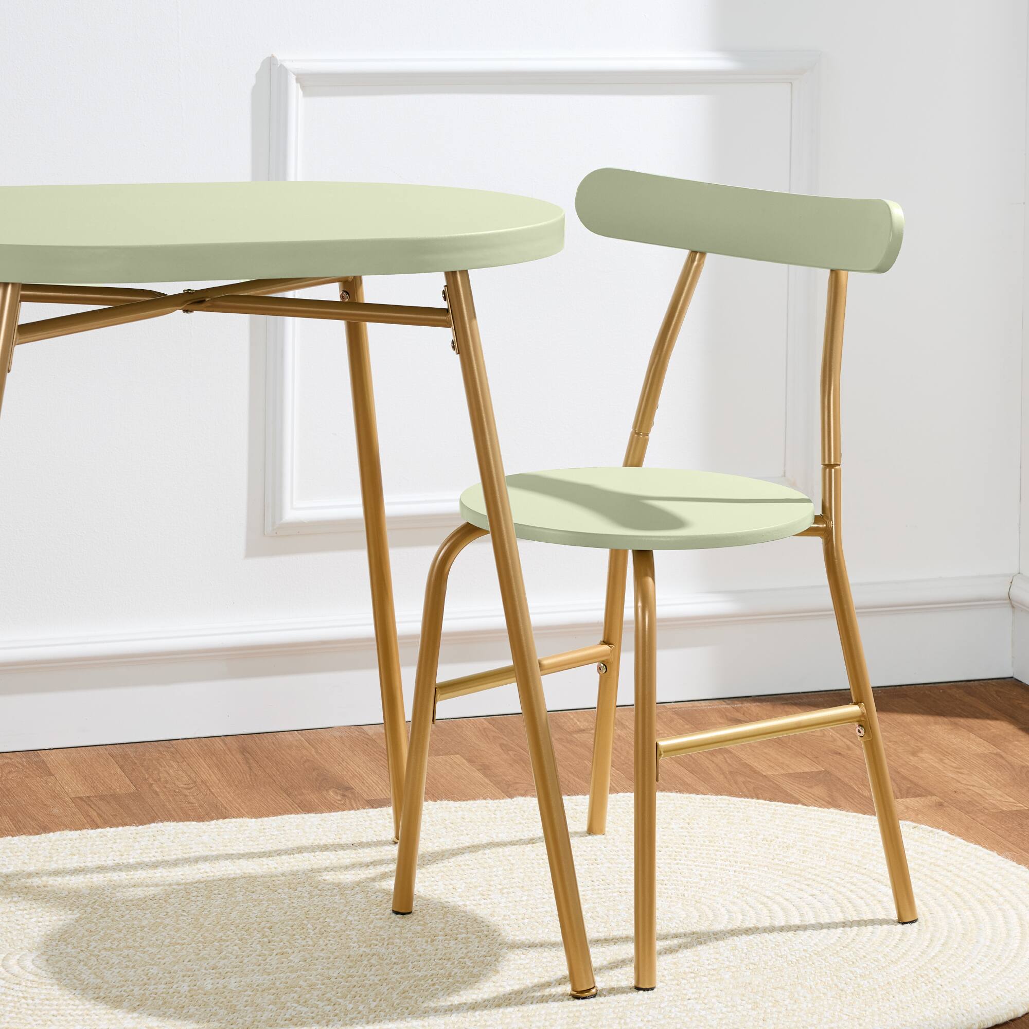 Alt View 5. Best Choice Products - Best Choice Products 3-Piece Oval Dining Table Set, Modern Small Kitchen Dinette w/ 2 Chairs - Sage Green/Gold - Sage Green & Gold.