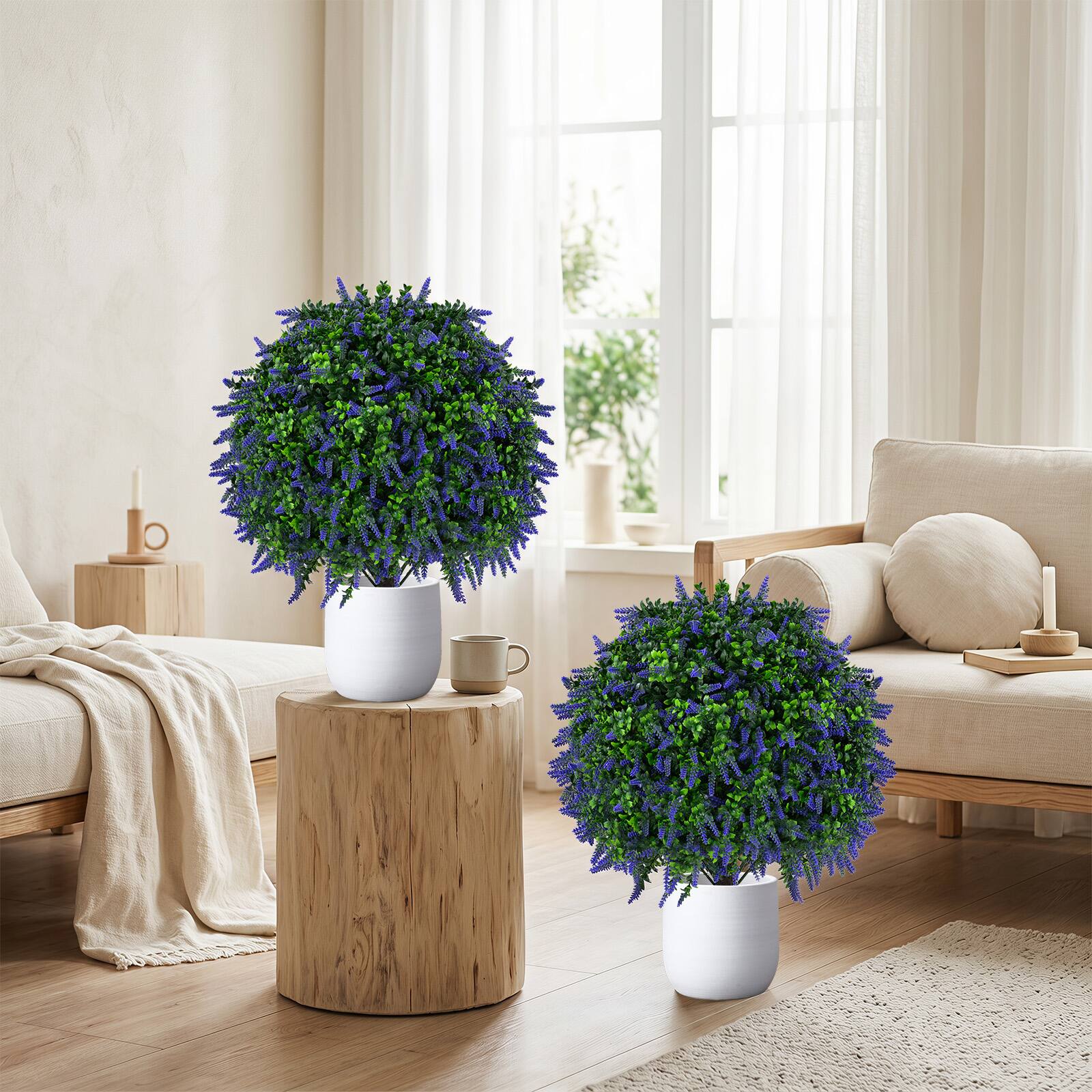 Alt View 3. Gymax - Gymax Set of 2 Artificial Lavender Topiary Ball Trees  22'' Faux Lavender Potted Plants - Purple.