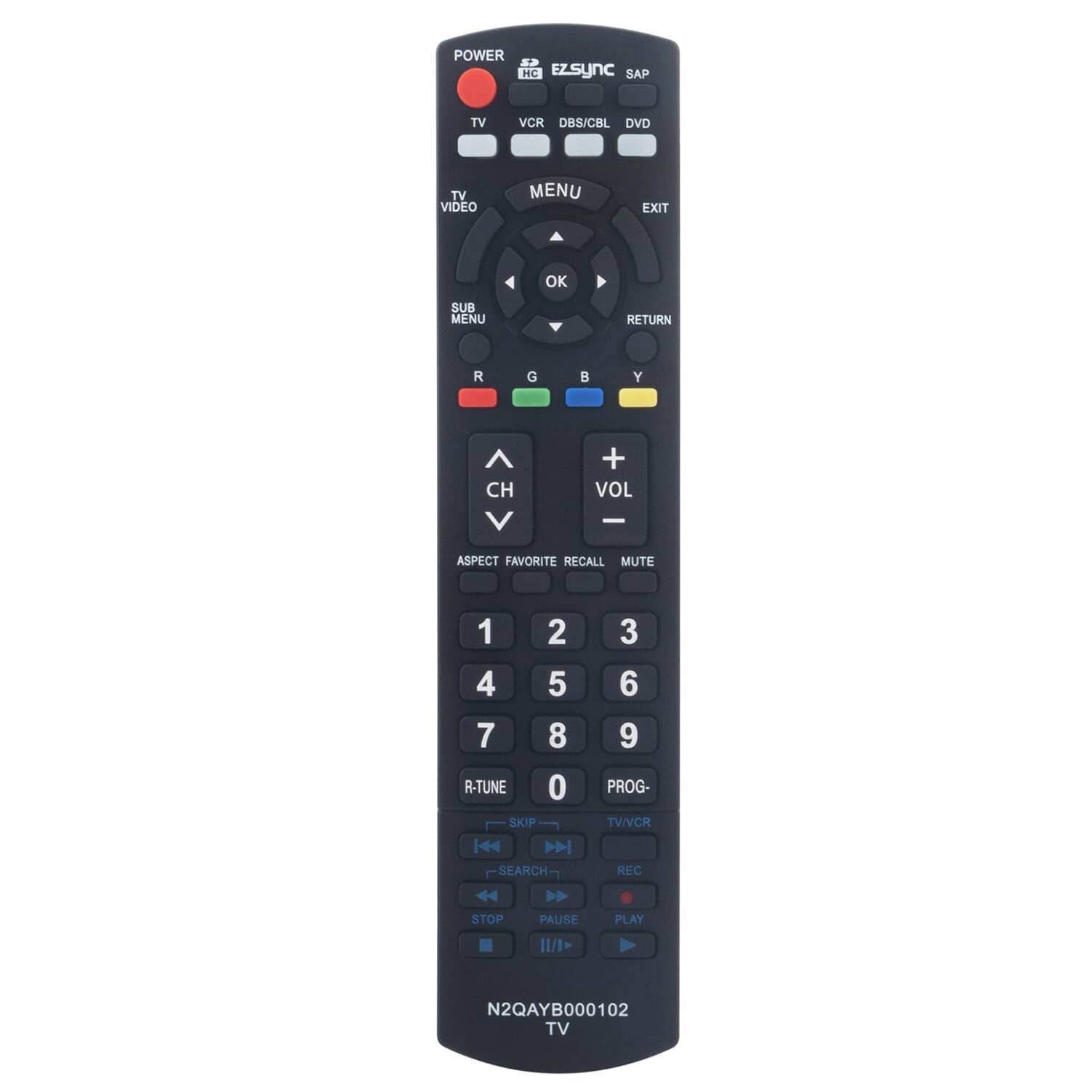ZdalaMit - Replacement Remote N2QAYB000102 fit for Panasonic Plasma TV TC-26LX70 TC-32LX70 TC-32LX70N TC-32LX700 TH-42PC77U - Black