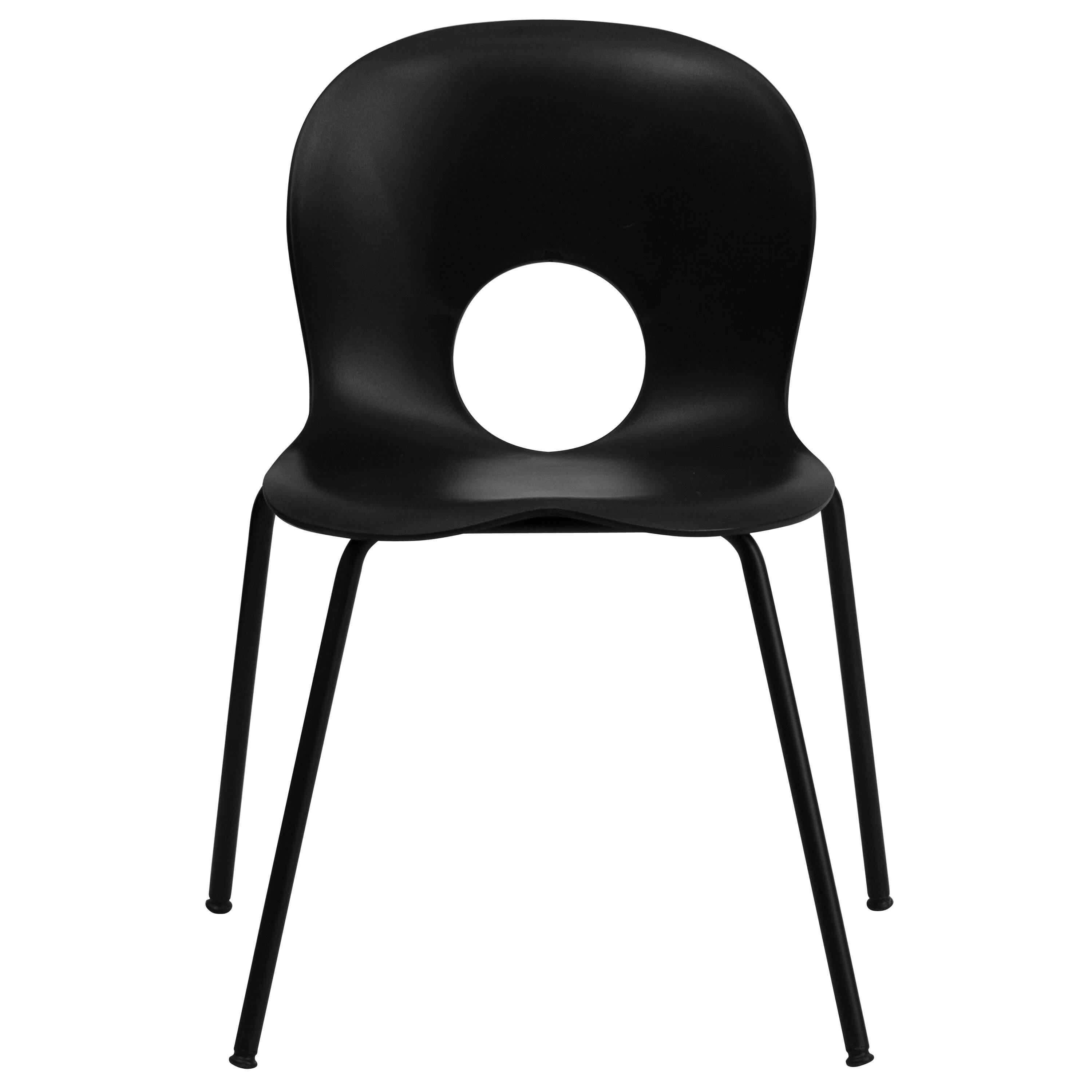 Alt View 7. Emma + Oliver - Multipurpose Designer Plastic Cafe Stack Chair - Black.