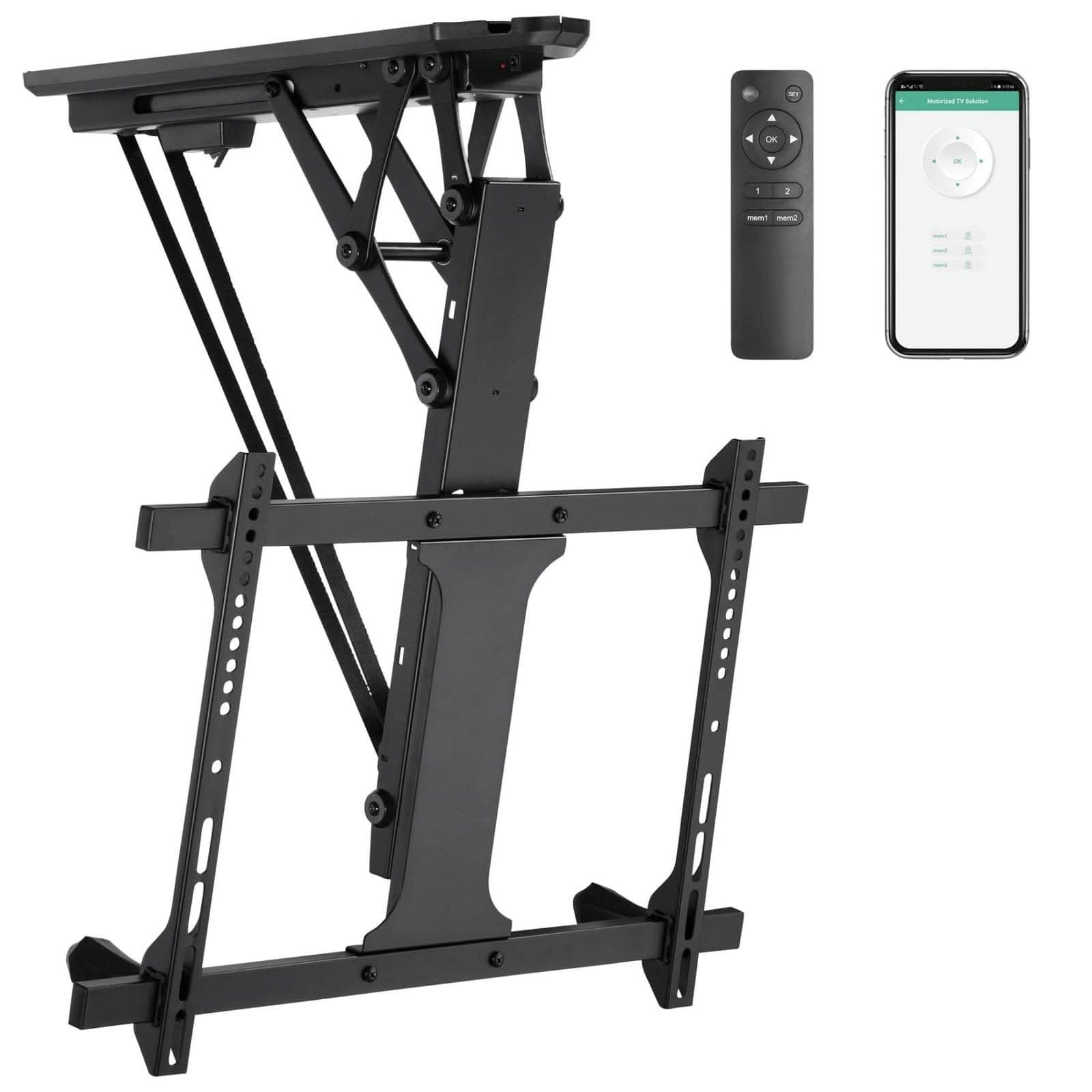 Alt View 6. Mount-It! - Motorized Ceiling TV Mount with Remote & App for 32” – 70” TVs, Black - Black.