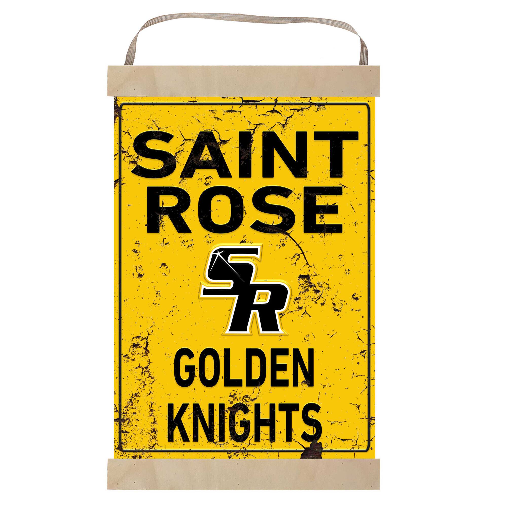Saint Rose Golden Knights 12" x 20" Faux Rust Banner Sign
