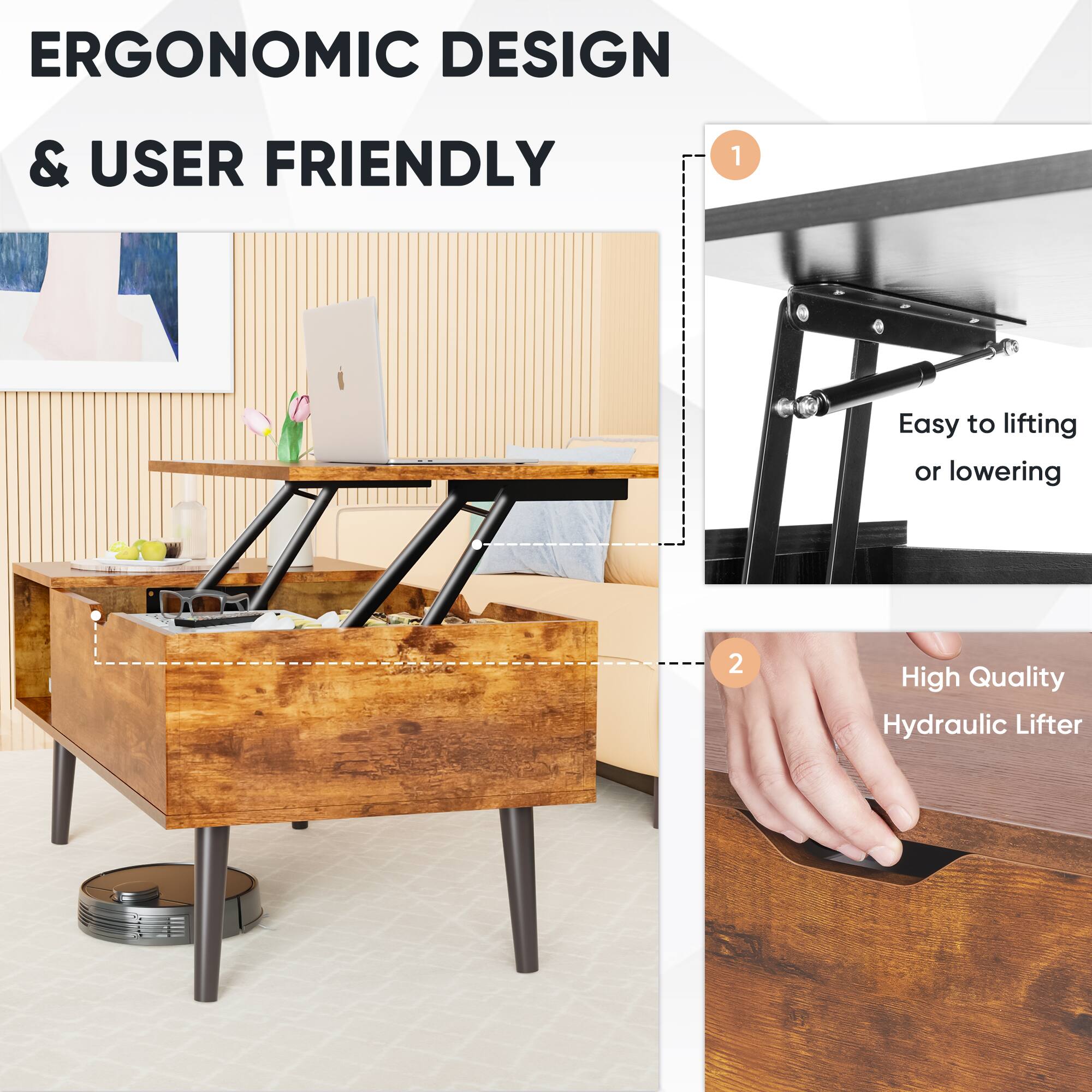 ERGONOMIC DESIGN & USER FRIENDLY

1. Easy to lifting or lowering
2. High Quality Hydraulic Lifter