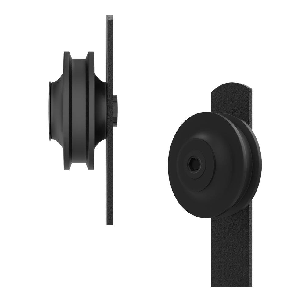 Alt View 5. Boyel Living - 11.5 in. Black Steel Straight Strap Barn Style Sliding Door Hardware Replacement Roller - Black.