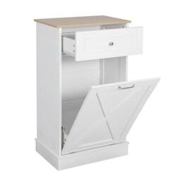 Hivvago - Trash Can Cabinet - Accommodates 10-Gallon Trash Bin - White Wood Finish