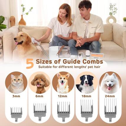5 Sizes of Guide Combs
Suitable for different lengths' pet hair
3mm
6mm
12mm
18mm
24mm