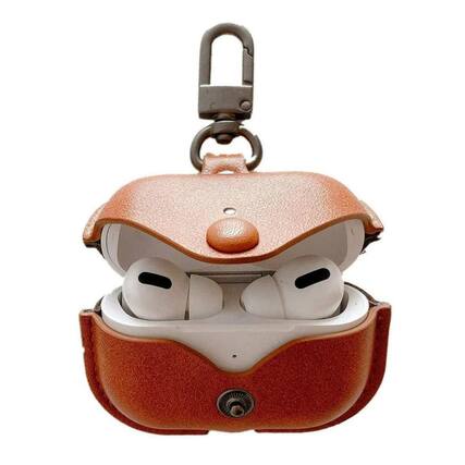 Front. Stock Preferred - PU Leather Protective Case Cover for Apple AirPods Pro - Brown.