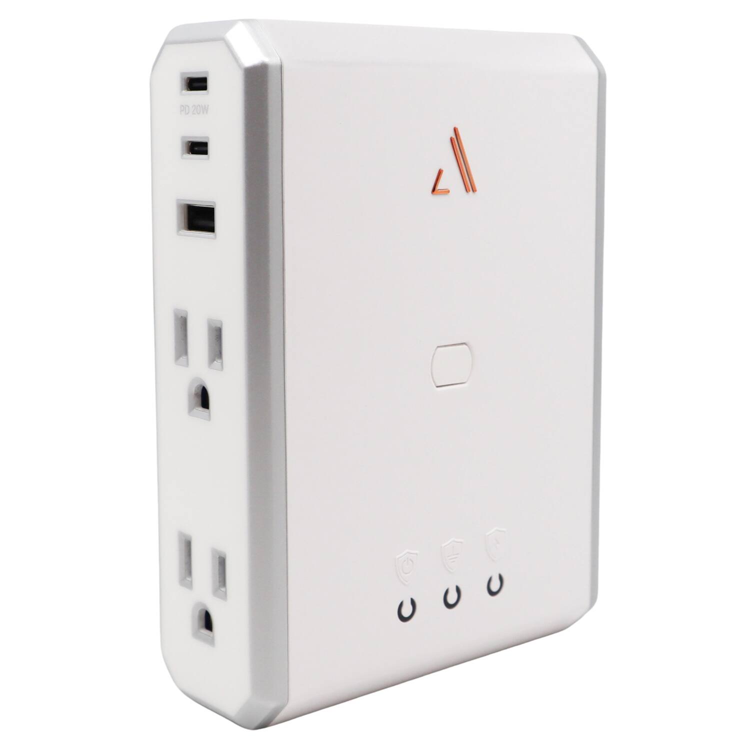Austere - 4-AC Outlet and 3-OmniPort USB PD20-Port 3,000-Joule V Series Power Surge Protector Wall Tap 5S-APS4-US1 - Luxe White
