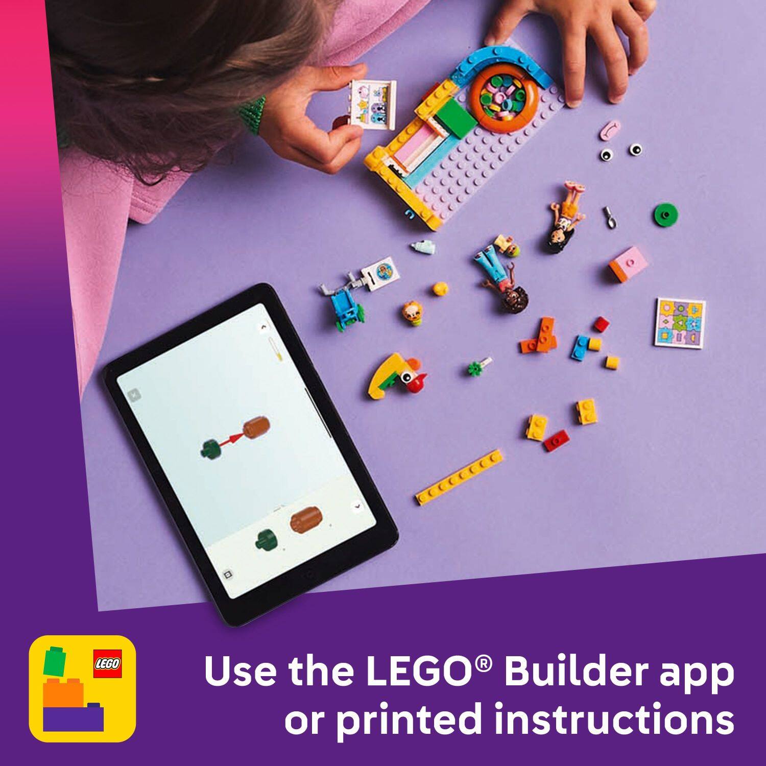 Use the LEGO Builder app or printed instructions.