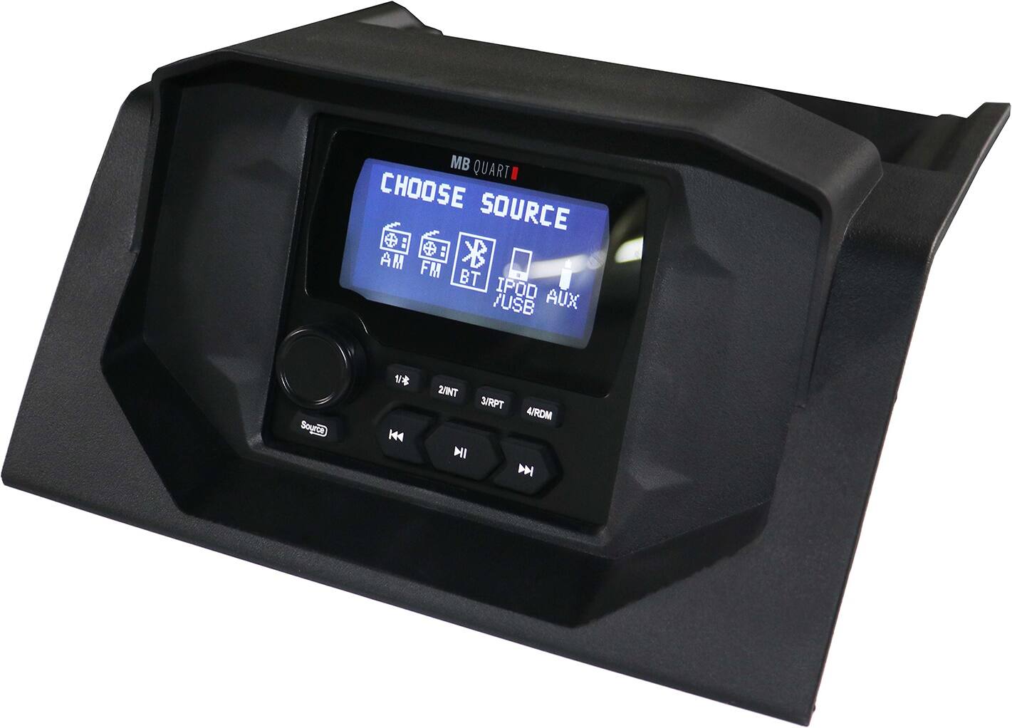 MB QUART CHOOSE SOURCE AM FM BT IPOD AUX /USB Source 1* K4 2/INT 3/RPT 4/RDM