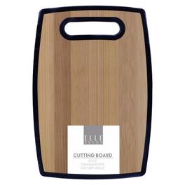 Elle Decor - 8" × 12" Kitchen Cutting Board with Handle, Durable Bamboo‑Designed Plastic, Dishwasher Safe - Brown