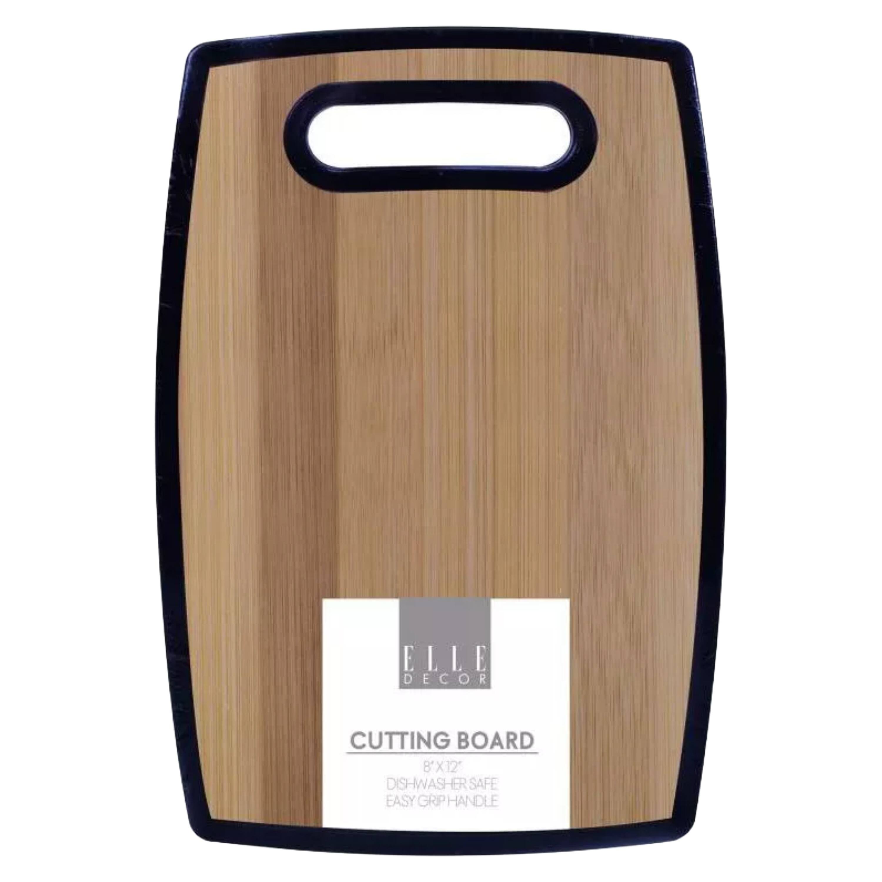 ELLE DECOR CUTTING BOARD 8"X12" DISHWASHER SAFE EASY GRIP HANDLE