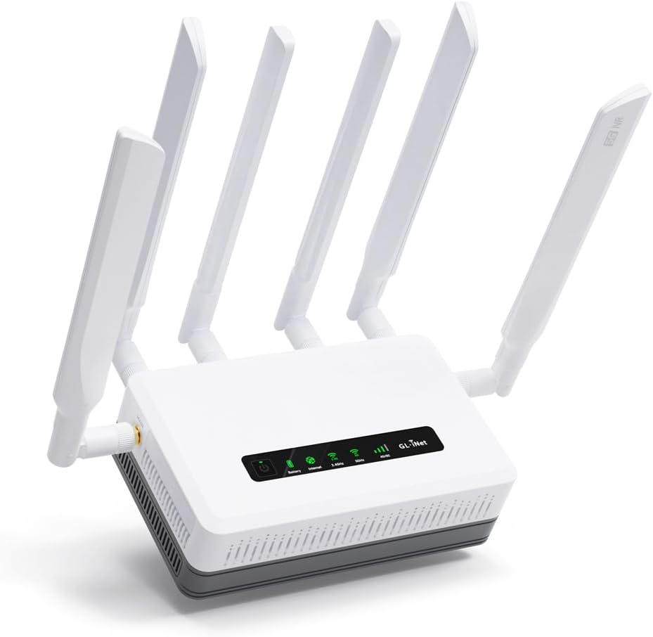 Front. GL.iNet - GL.iNet GL-XE3000 Puli AX 5G Router with Dual SIM and 6400mAh Battery - White.