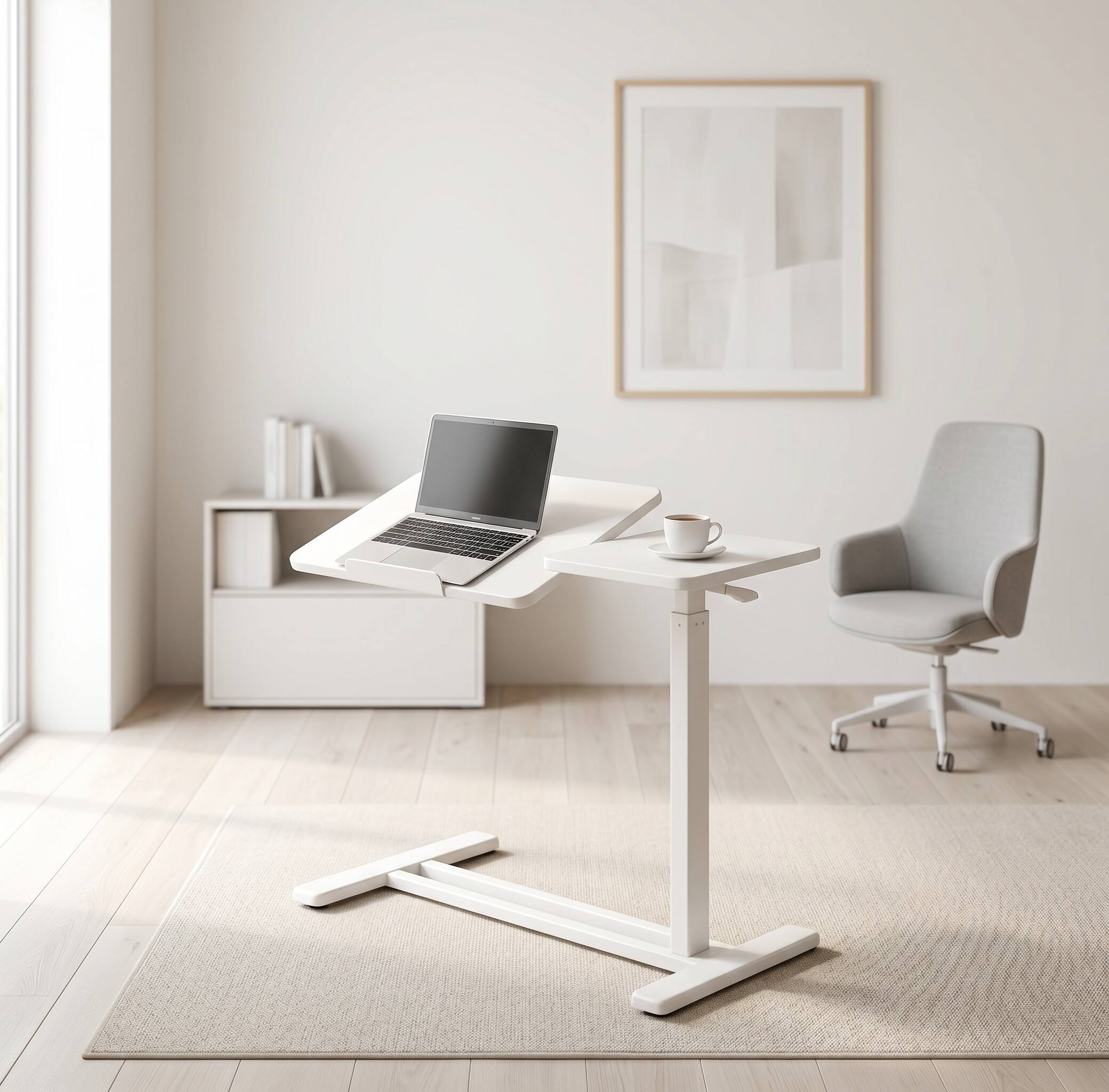 Alt View 8. Forest'nSky - Mobile Adiustable Standing Desk office Desk in White - White.