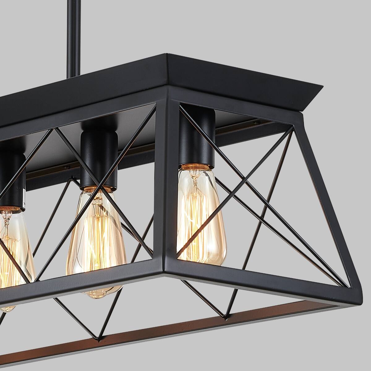 Alt View 6. Loheer - Loheer 5 Light Farmhouse Chandelier, Black Kitchen Island Pendant Light with Adjustable Height.