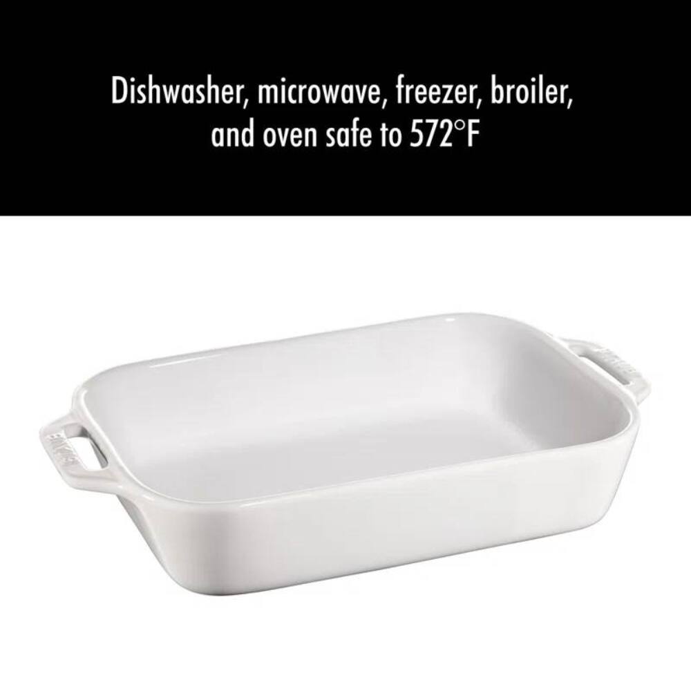 Dishwasher, microwave, freezer, broiler, and oven safe to 572°F