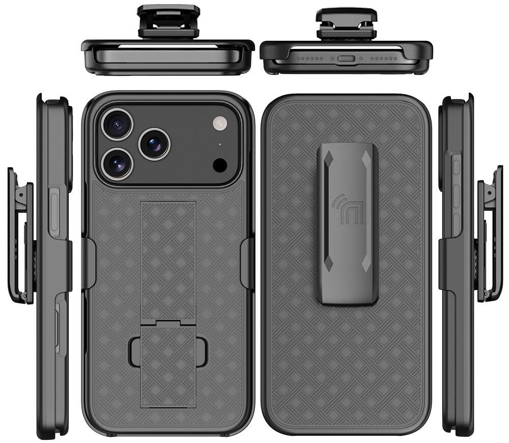 Alt View 8. Nakedcellphone - Combo for iPhone 17 Pro Max - Slim Case with Stand and Belt Clip Holster - Black.