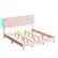 Left. Bestier - King Size Upholstered Platform Bed Frame with LED Lighting and Adjustable Storage Headboard for Bedroom - Pink.