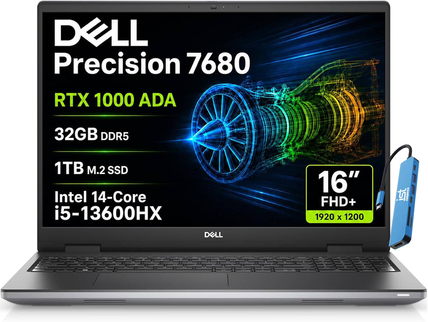 Dell - Upgraded - Precision 7680 16" FHD+ Workstation - Precision 7 - NVIDIA RTX 1000Ada - i5-13600HX - 32GB RAM - 1TB SSD - Win11Pro - Titan Grey