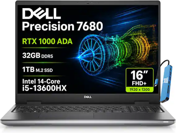 DELL Precision 7680 RTX 1000 ADA
32GB DDR5
1TB M.2 SSD
Intel 14-Core i5-13600HX
16" FHD+ 1920 x 1200
ist computers
DELL