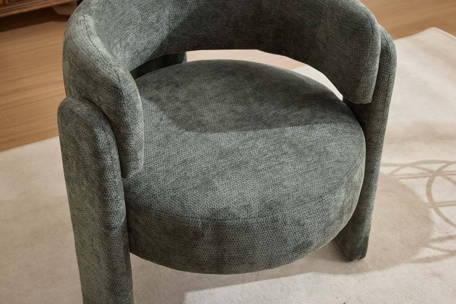 Alt View 2. Forest'nSky - Modern Office Chair in Green Boucle Fabric - Contemporary Upholstered Armchair for Desk & Lounge,Antique Green - Antique Green.