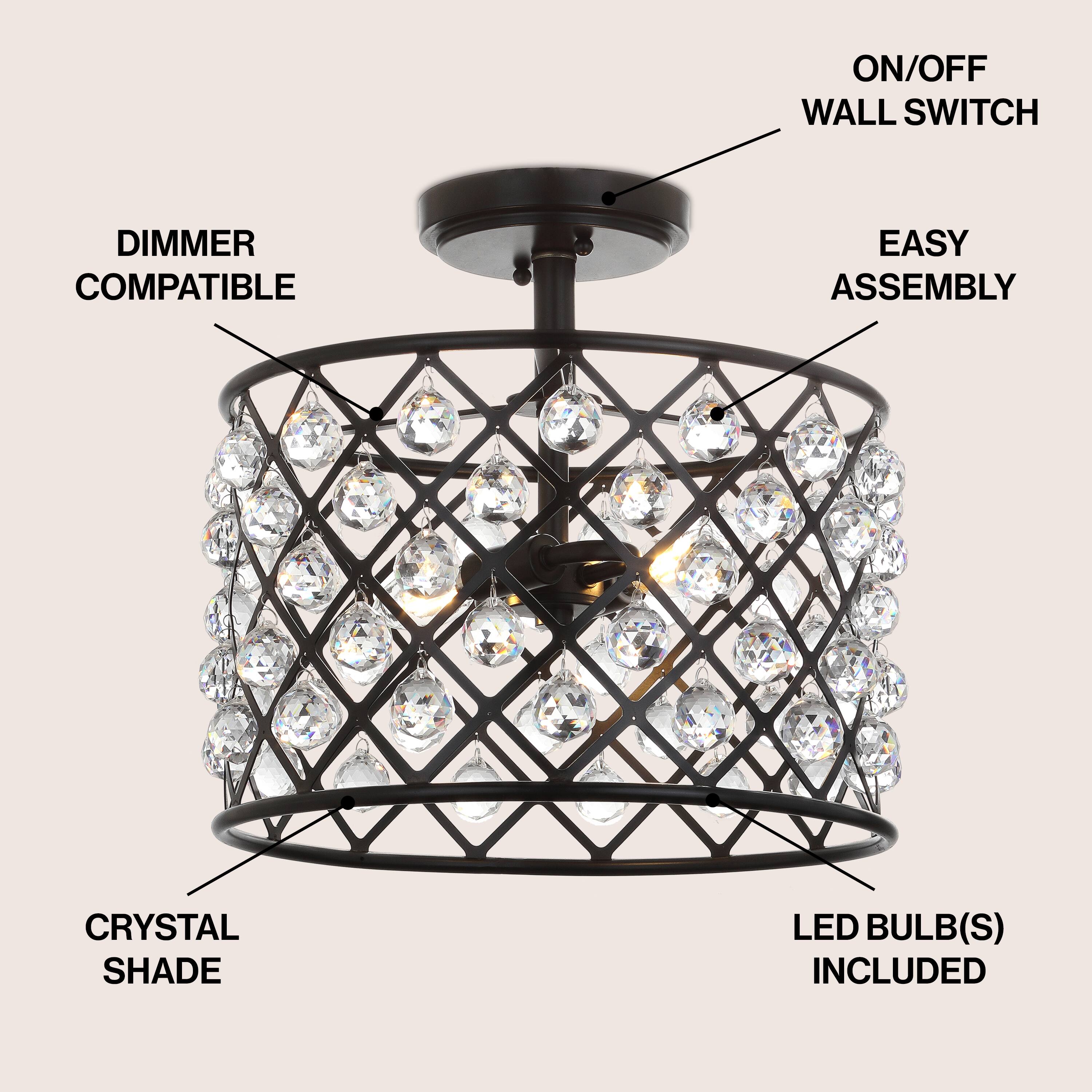 ON/OFF WALL SWITCH  
DIMMER COMPATIBLE  
EASY ASSEMBLY  
CRYSTAL SHADE  
LED BULB(S) INCLUDED