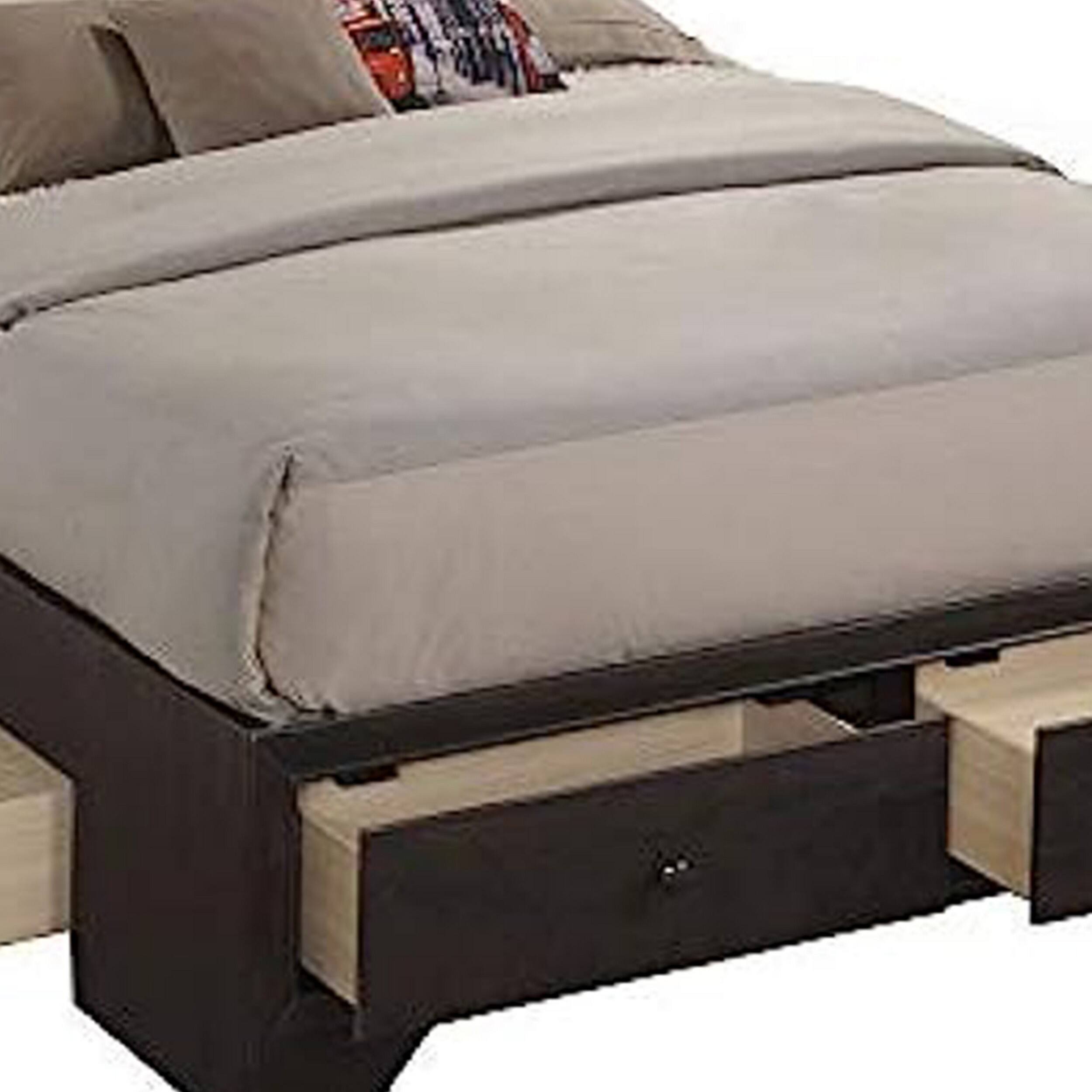 Alt View 1. Manhattan Lane - Queen Size Bed with 4 Storage Drawers, Bookcase Headboard - Brown.