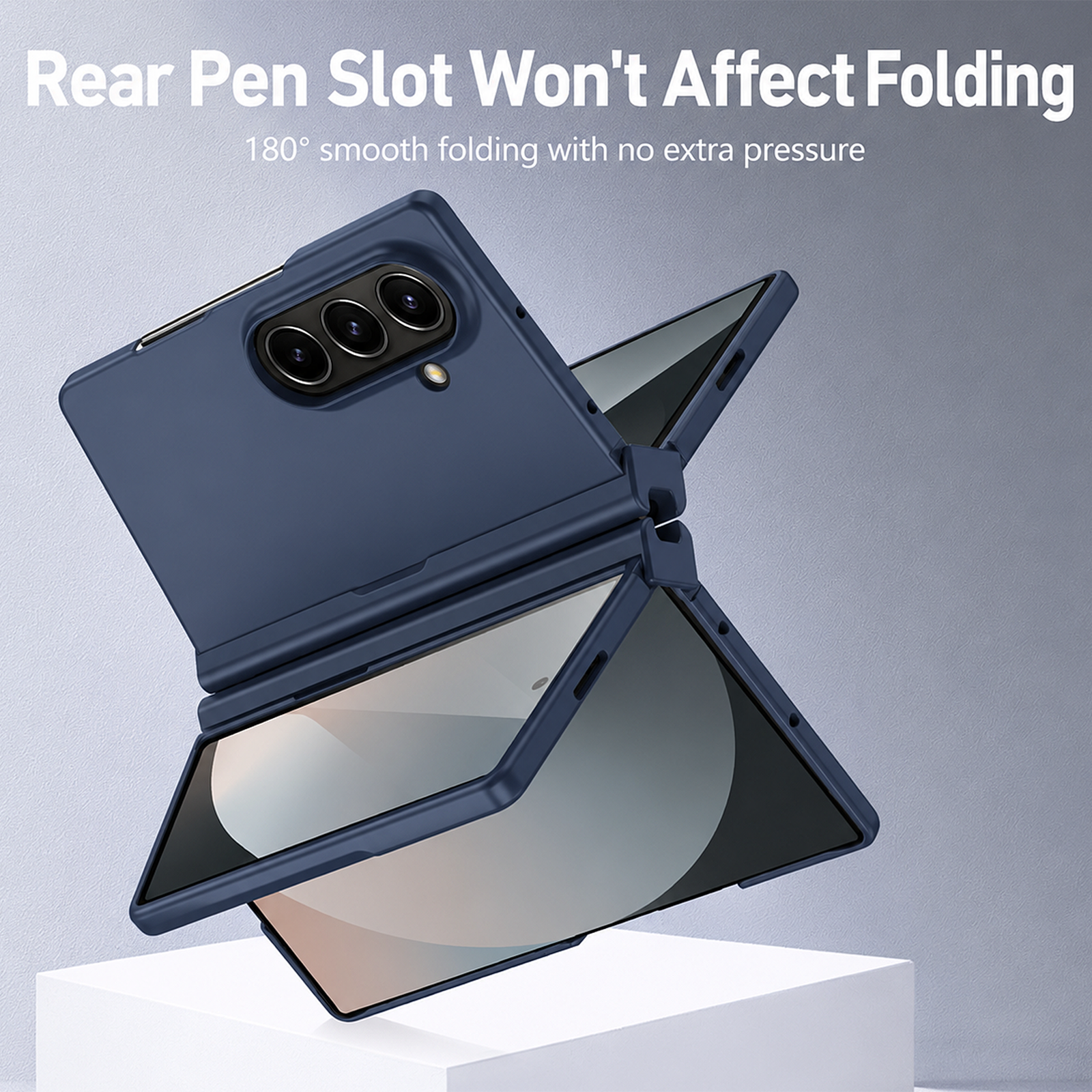 Rear Pen Slot Won't Affect Folding  
180° smooth folding with no extra pressure