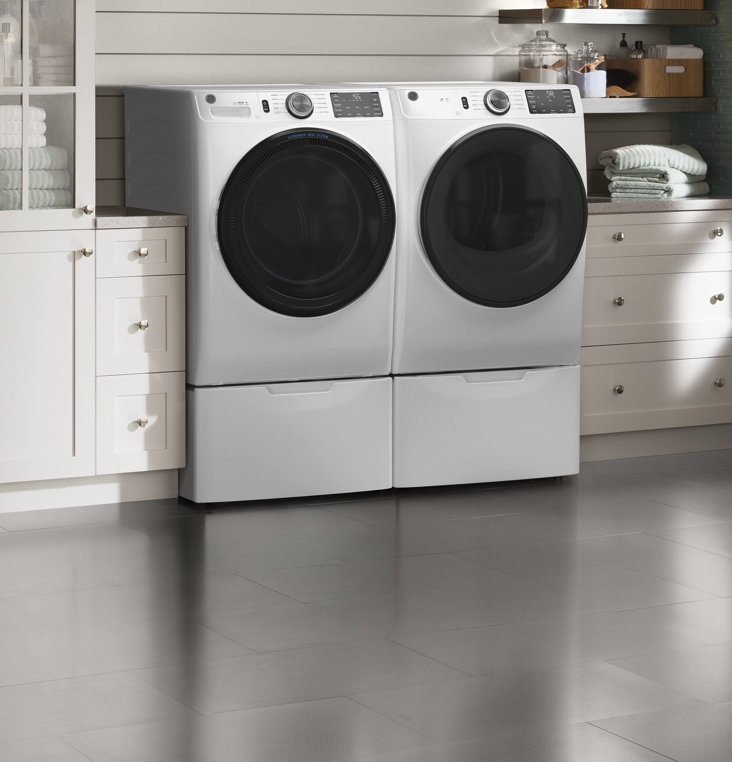 Alt View 12. GE - 7.8 Cu. Ft. Stackable Smart 10-Cycle Electric Dryer - White.