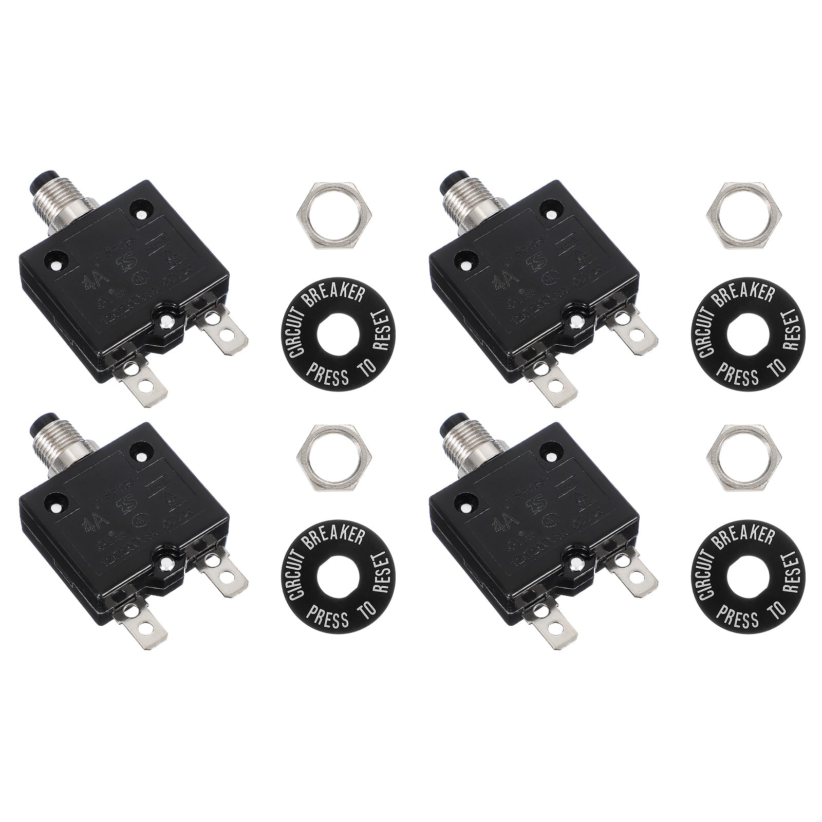 Unique Bargains - 4pcs 4A Push Button Circuit Breaker, 125/250V AC,50V DC, Manual Reset Thermal Overload Protector for Industrial - Black price history on PriceWatchPro