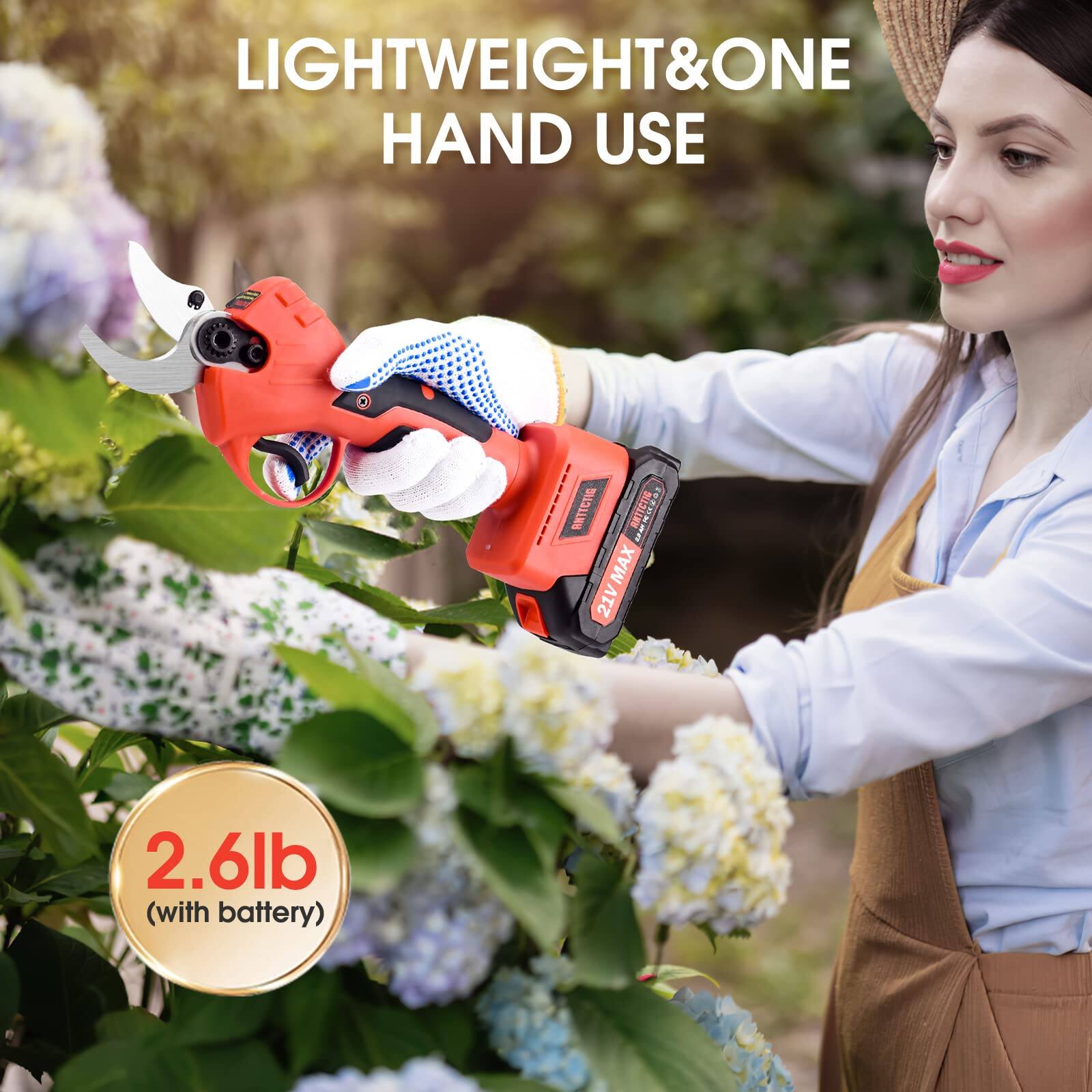 LIGHTWEIGHT & ONE HAND USE  
2.6lb (with battery)