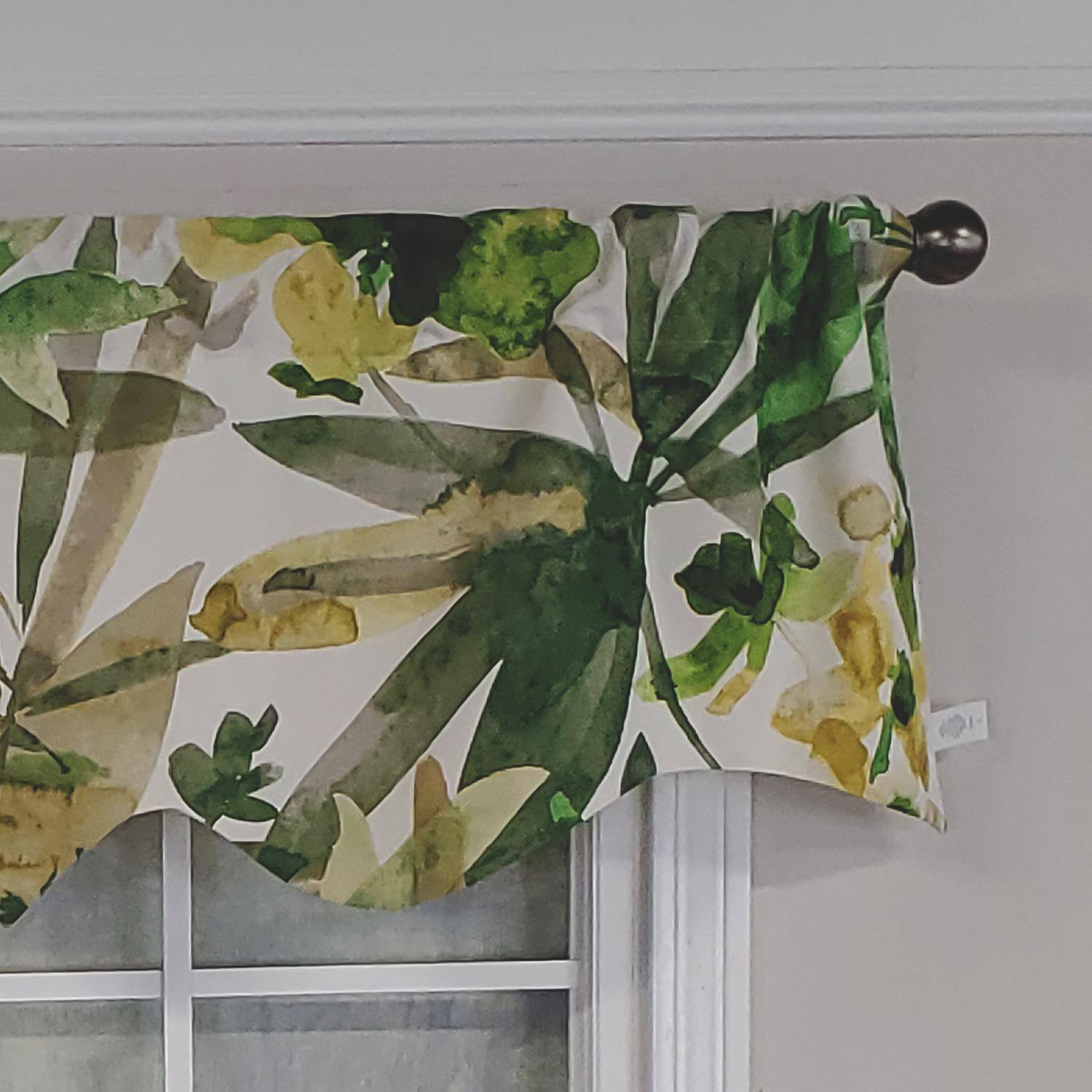 Left. RLF Home - RLF Home Jungla Regal 100% Cotton with Fully Lined 3" Rod Pocket Valnance for Windows 50" x 17" Forest - Forest.