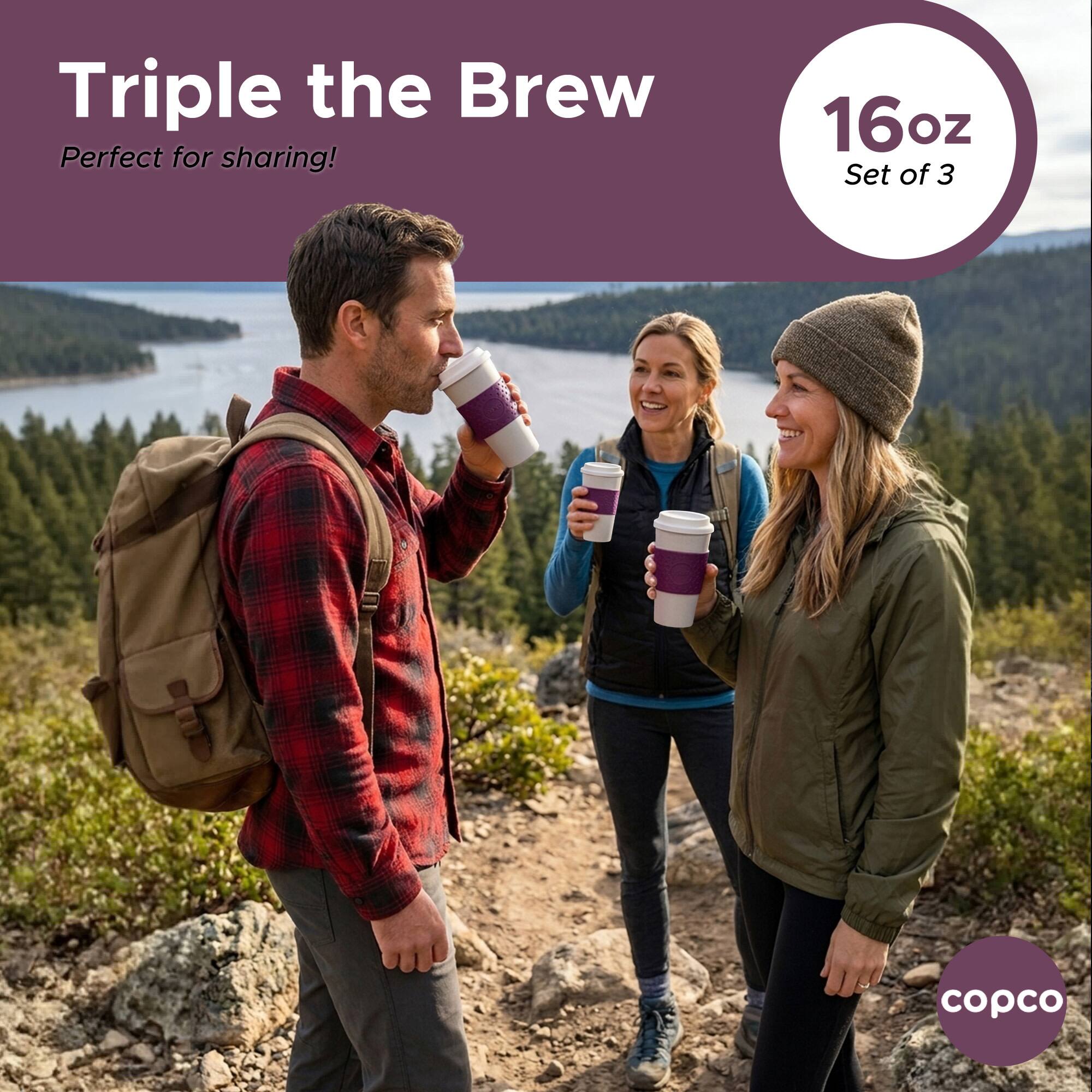 Triple the Brew  
Perfect for sharing!  
16oz  
Set of 3  
copco