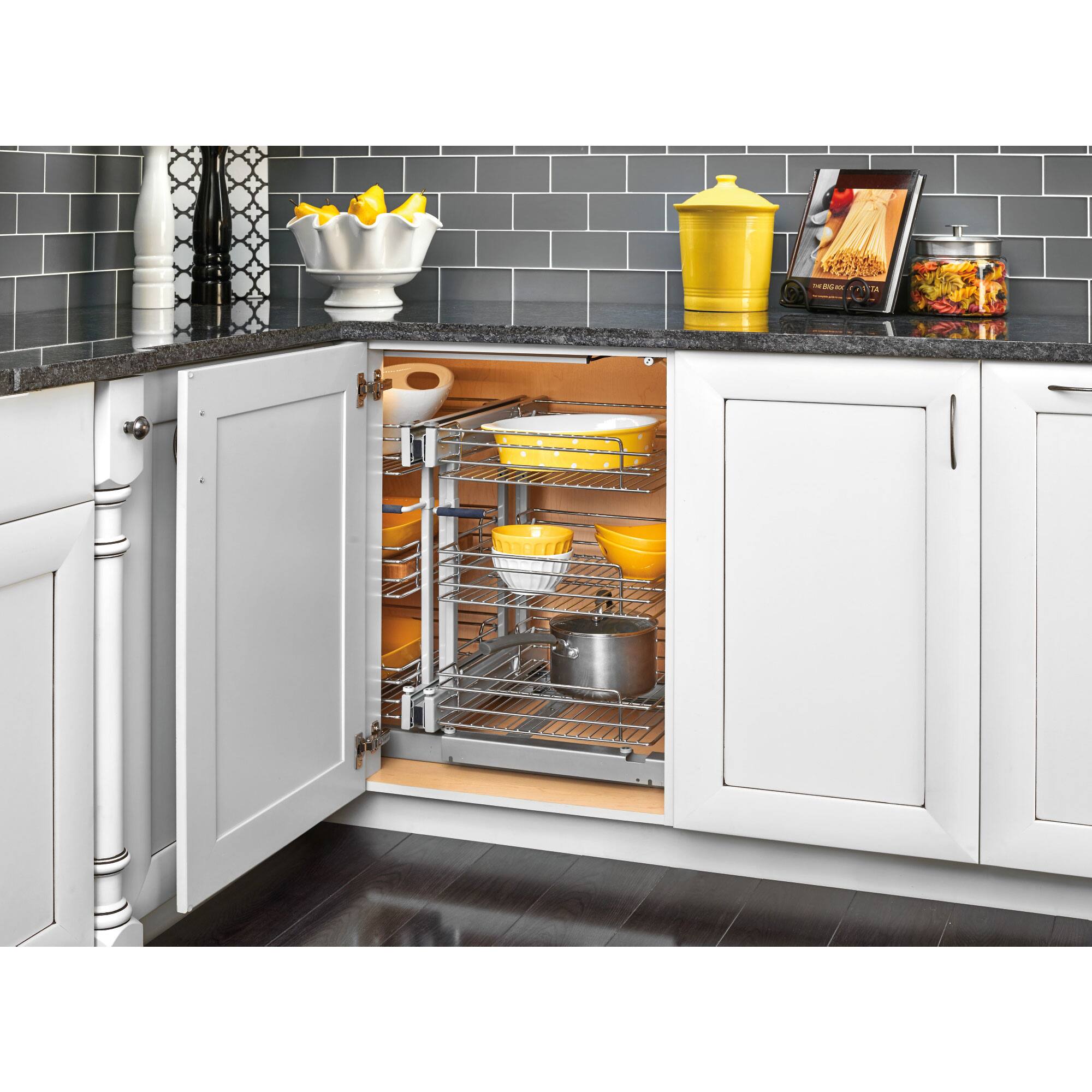 Alt View 1. Rev-A-Shelf - Rev-A-Shelf Pullout Corner Cabinet Organizer w/ Soft-close Three-Tier, 5PSP3-18SC-CR - Silver.