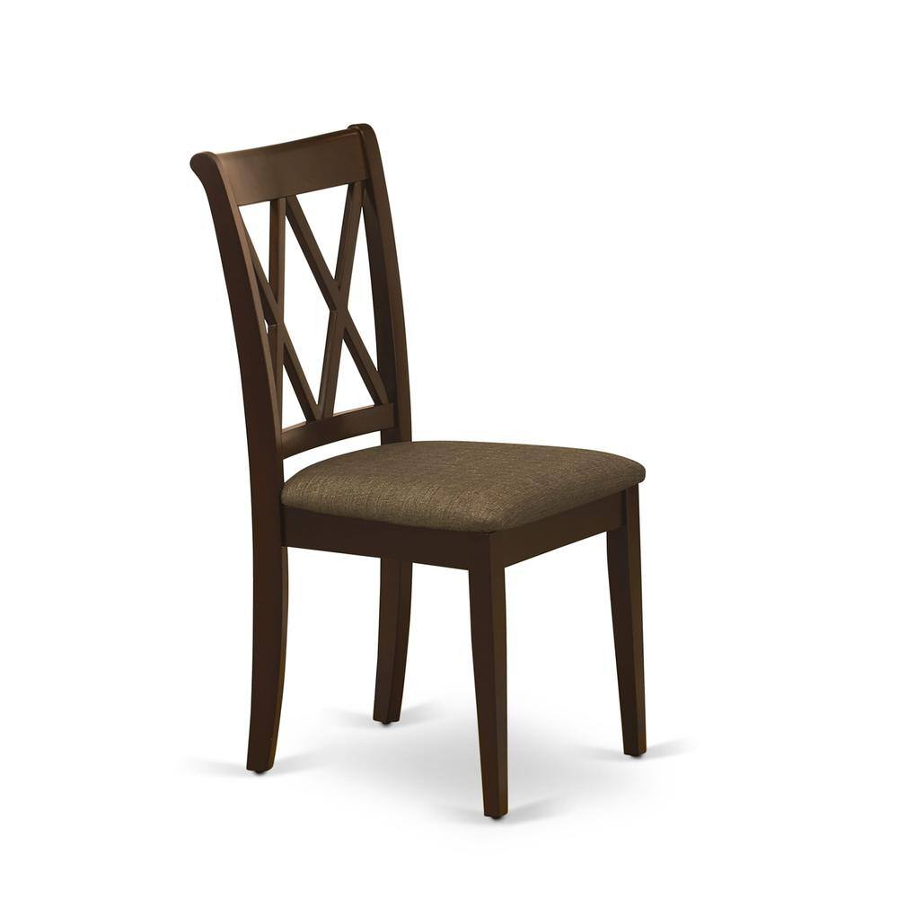Left. East West Furniture - AMCL3-MAH-C 3 Piece Dining Room Table Set - 1 Dining Table and 2 Mahogany Dining Chairs - Mahogany Finish - Mahogany.