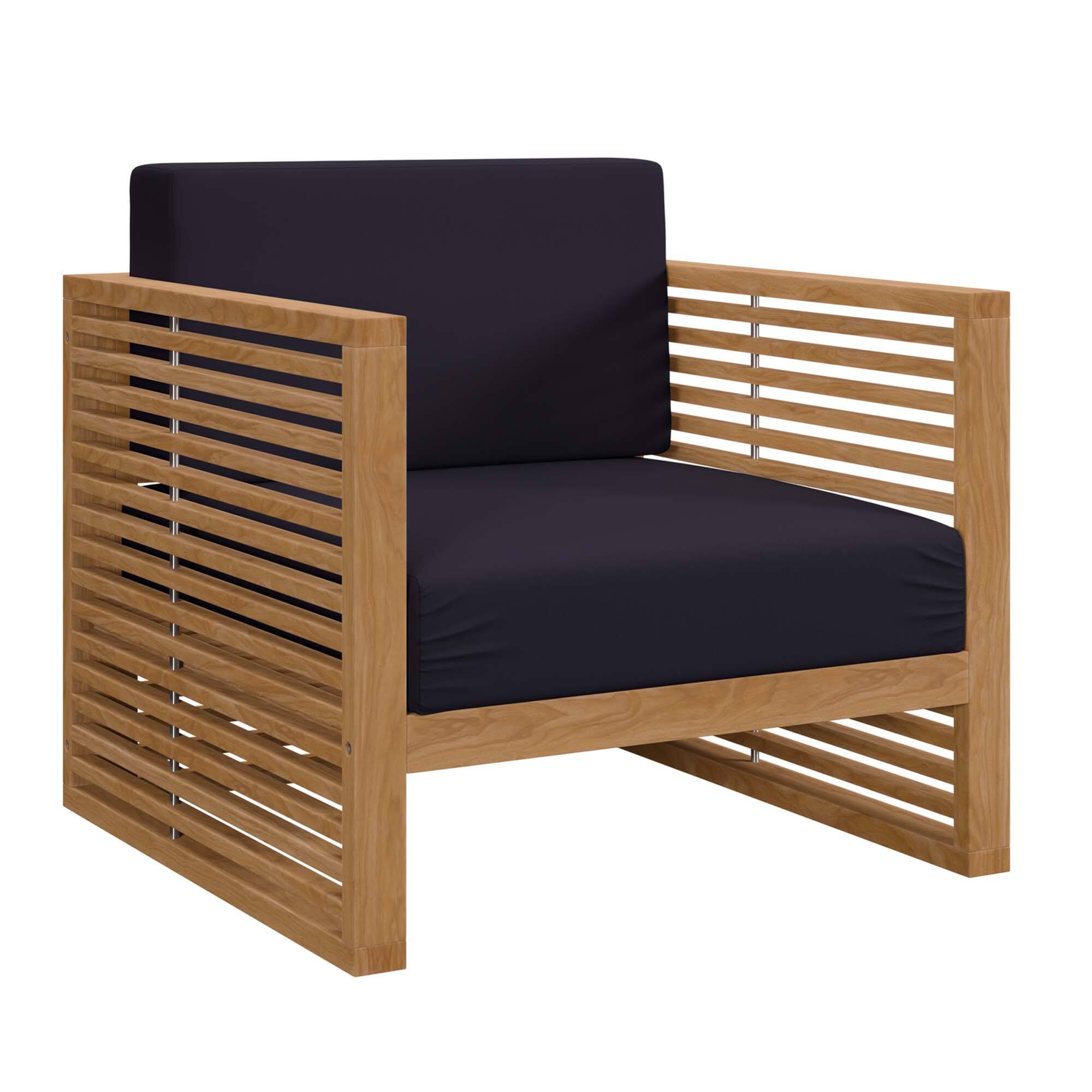 Back. Modway - Carlsbad 3-Piece Teak Wood Outdoor Patio Set - Grade A Premium Teak, All-Weather Cushions - Natural Navy.