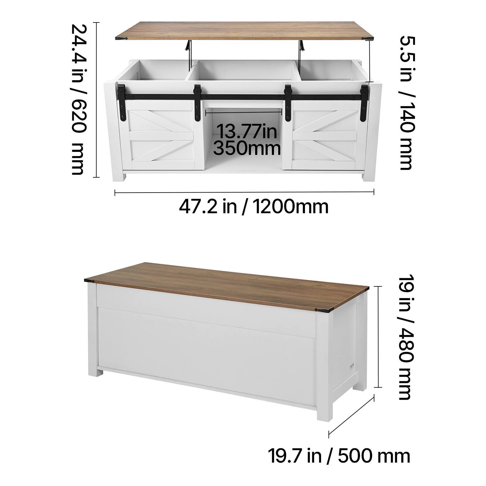 - 24.4 in / 620 mm
- 13.77 in / 350 mm
- 47.2 in / 1200 mm
- 5.5 in / 140 mm
- 19 in / 480 mm
- 19.7 in / 500 mm