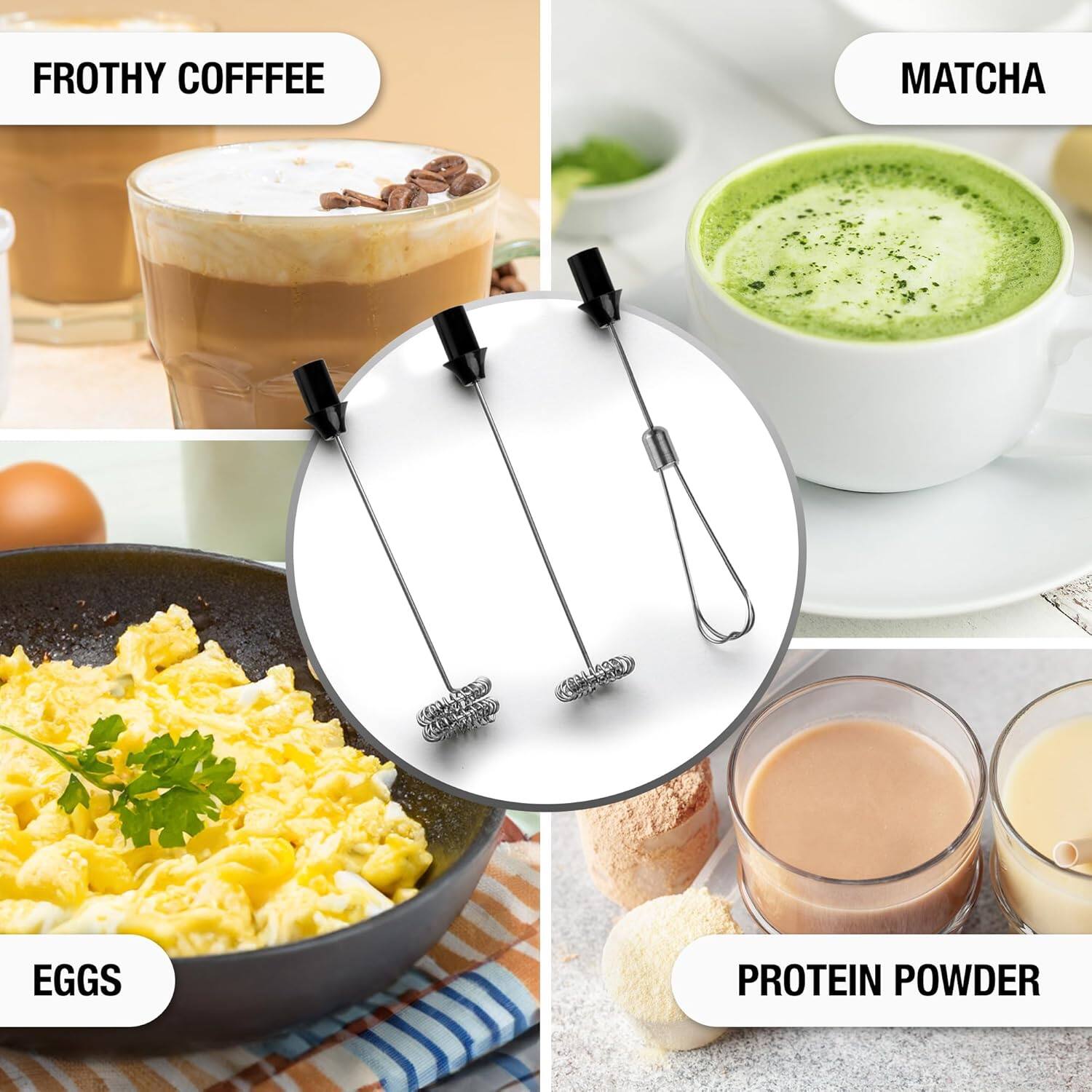 FROTHY COFFEE  
MATCHA  
EGGS  
PROTEIN POWDER