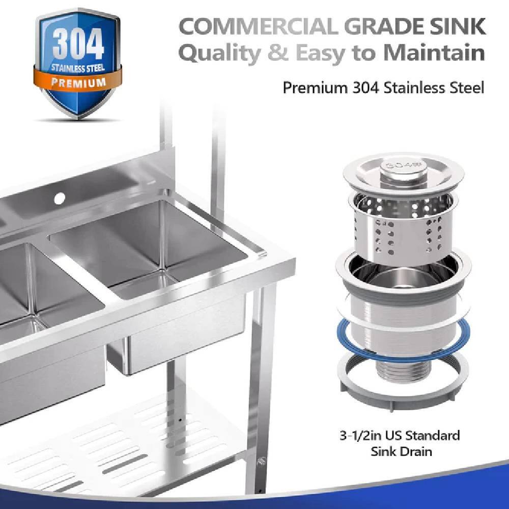 304 Stainless Steel Premium Commercial Grade Sink

Quality & Easy to Maintain

Premium 304 Stainless Steel

3-1/2in US Standard Sink Drain
