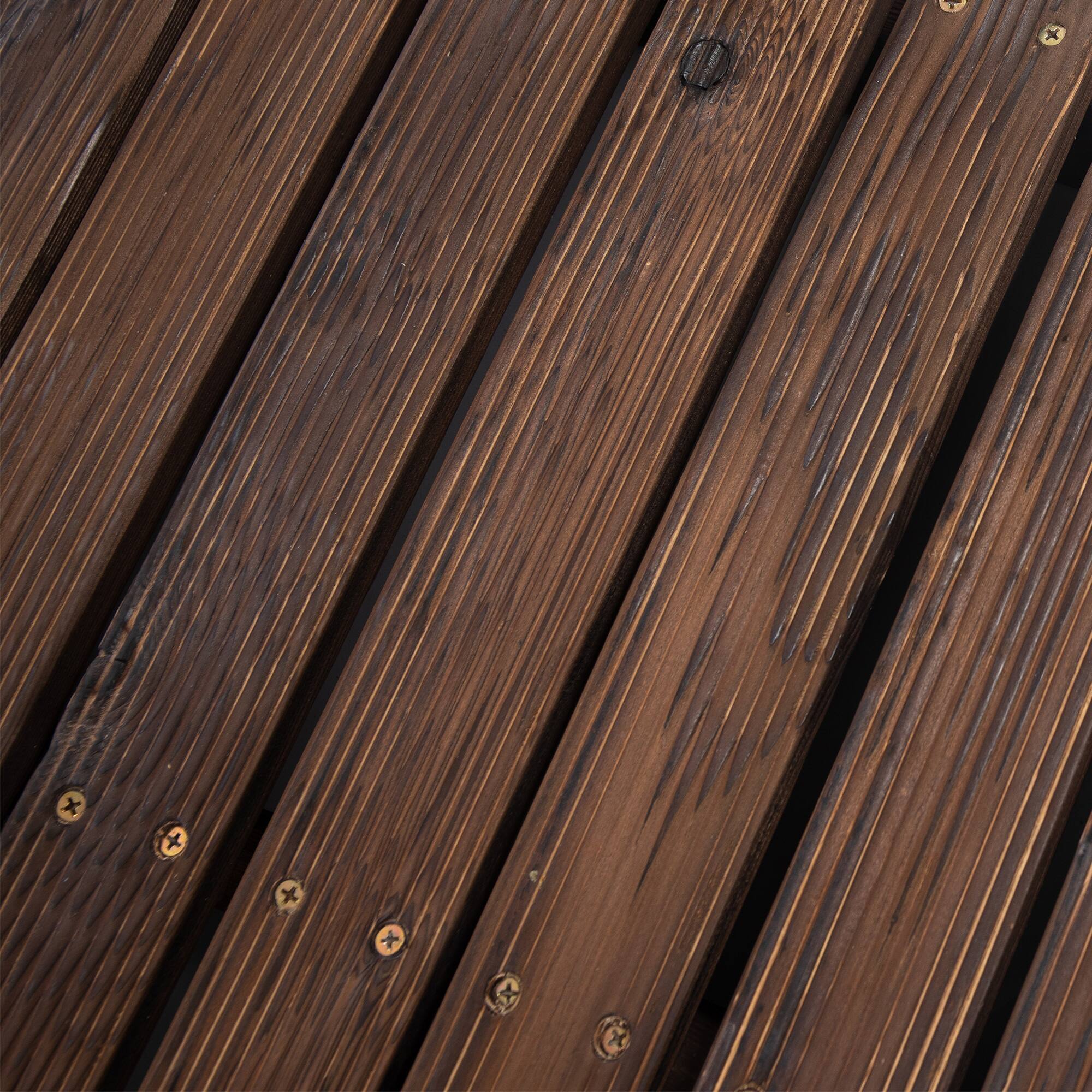 Alt View 7. Outsunny - Garden Bridge Wooden Footbridge for Backyard Ponds, Creeks, Streams - Carbonized Brown.