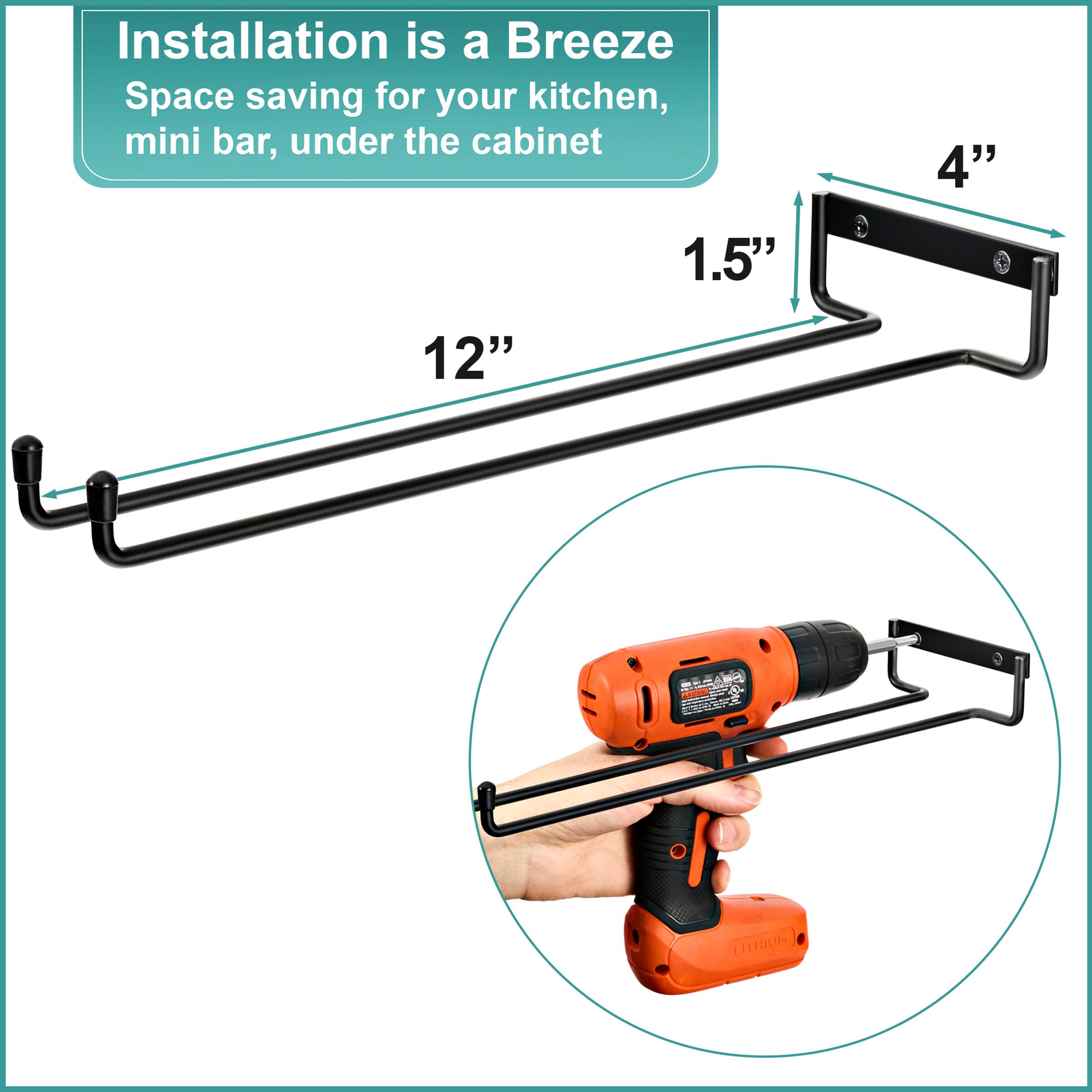 Installation is a Breeze  
Space saving for your kitchen, mini bar, under the cabinet  

12"  
1.5"  
4"