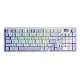 AULA - S98 Pro, 96-Key, Wireless, Mechanical Gaming Keyboard, RGB, 5-Layer Padding, 5000 mAh Battery, Knob, Digital Screen - Purple Blue