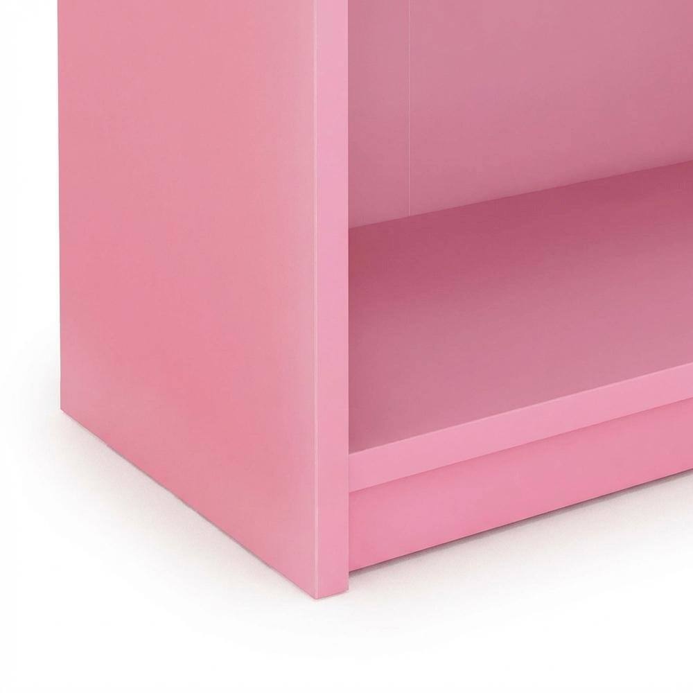 Alt View 2. FurniFact - Pink 3-Tier Adjustable Shelf Bookcase with Sturdy Wood Construction - Pink.