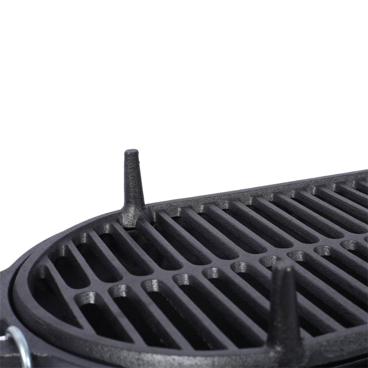 Alt View 9. HTUTWOO - Oval Cast Iron Grill Outdoor - Portable Charcoal Grill and Tabletop Skillet,100% Cast Iron,Small BBQ Grill,Camping Stove - Black.